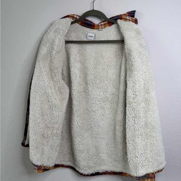 ROWM Men’s Flannel Shirt Jacket Sz L Sherpa Lined Plaid Fall Outdoor Thermal - Picture 6 of 8